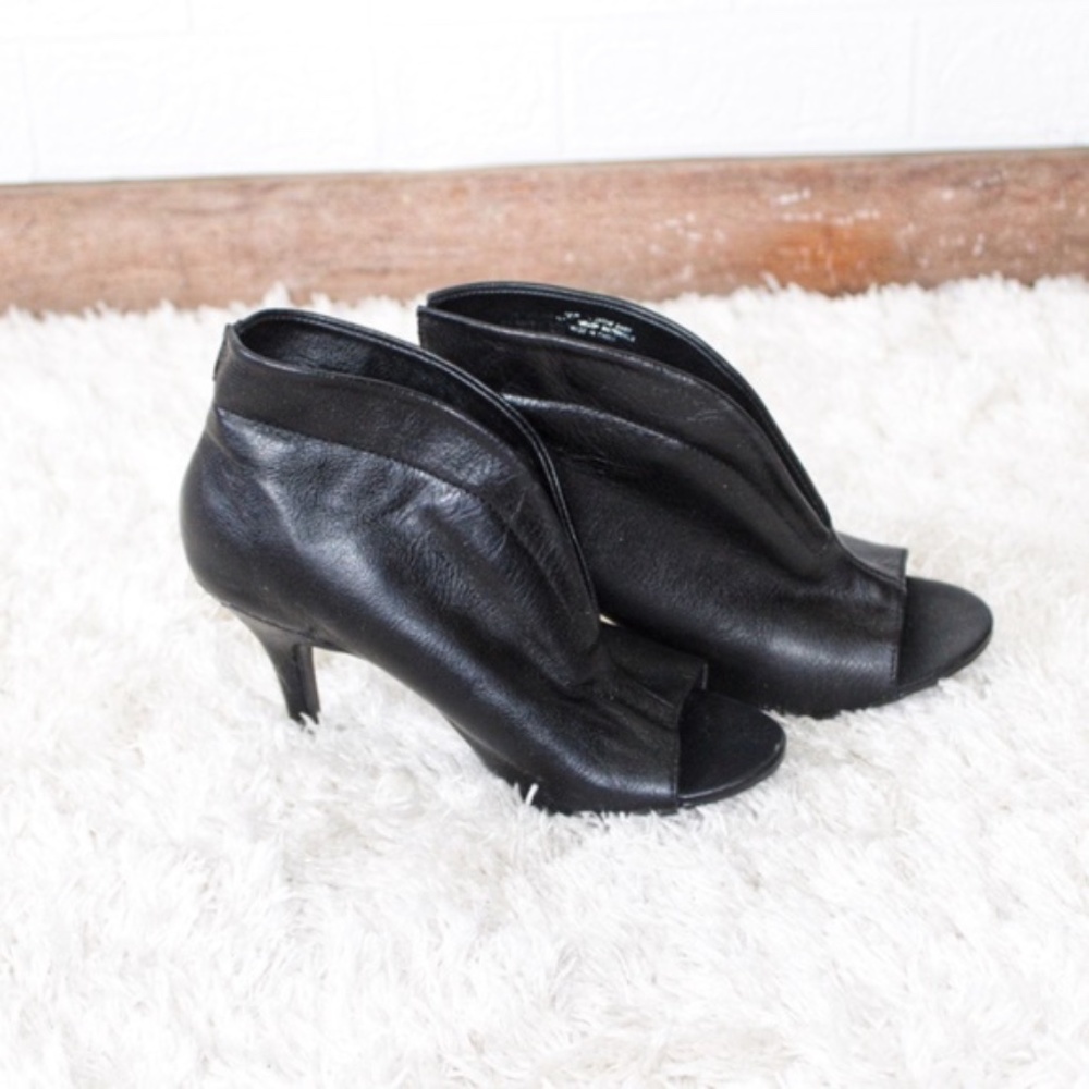 Madeline peep toe covered faux leather heels
